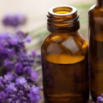 essential oil and lavender flowers